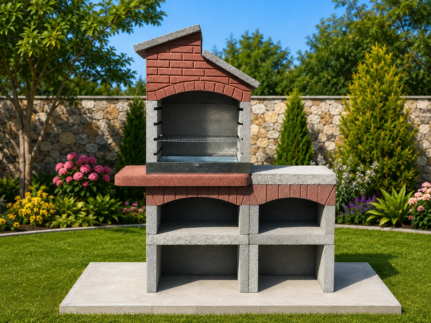 Model 303 Ek Masalı Çatı Bahçe Beton Barbekü — Ankara Barbekü