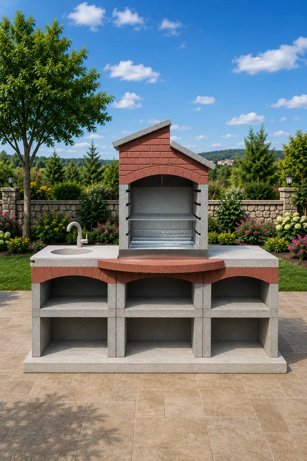 Model 304-L Lavabolu Prestij Beton Barbekü — Ankara Barbekü